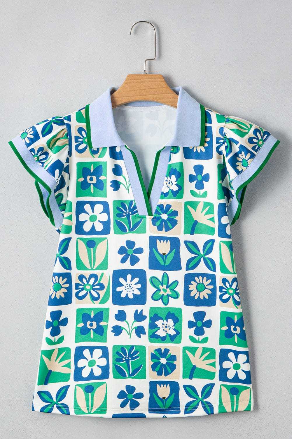 Floral Fusion Flutter Blouse