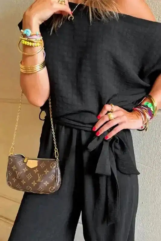 Shadow Check One Shoulder Jumpsuit