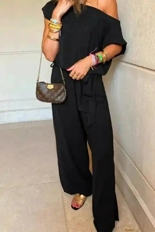 Shadow Check One Shoulder Jumpsuit