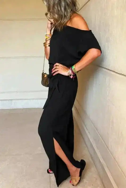 Shadow Check One Shoulder Jumpsuit