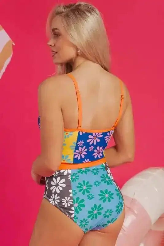 Orange Floral Teddy Swimsuit