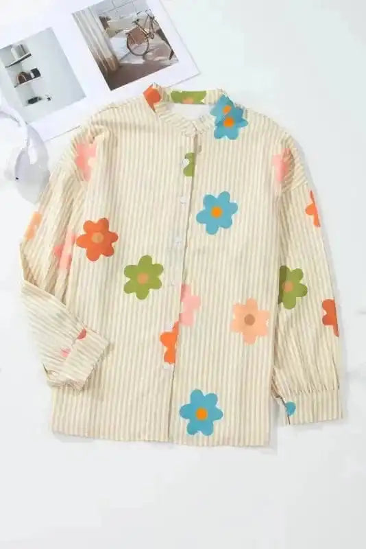 Floral Striped Loose Fit Shirt