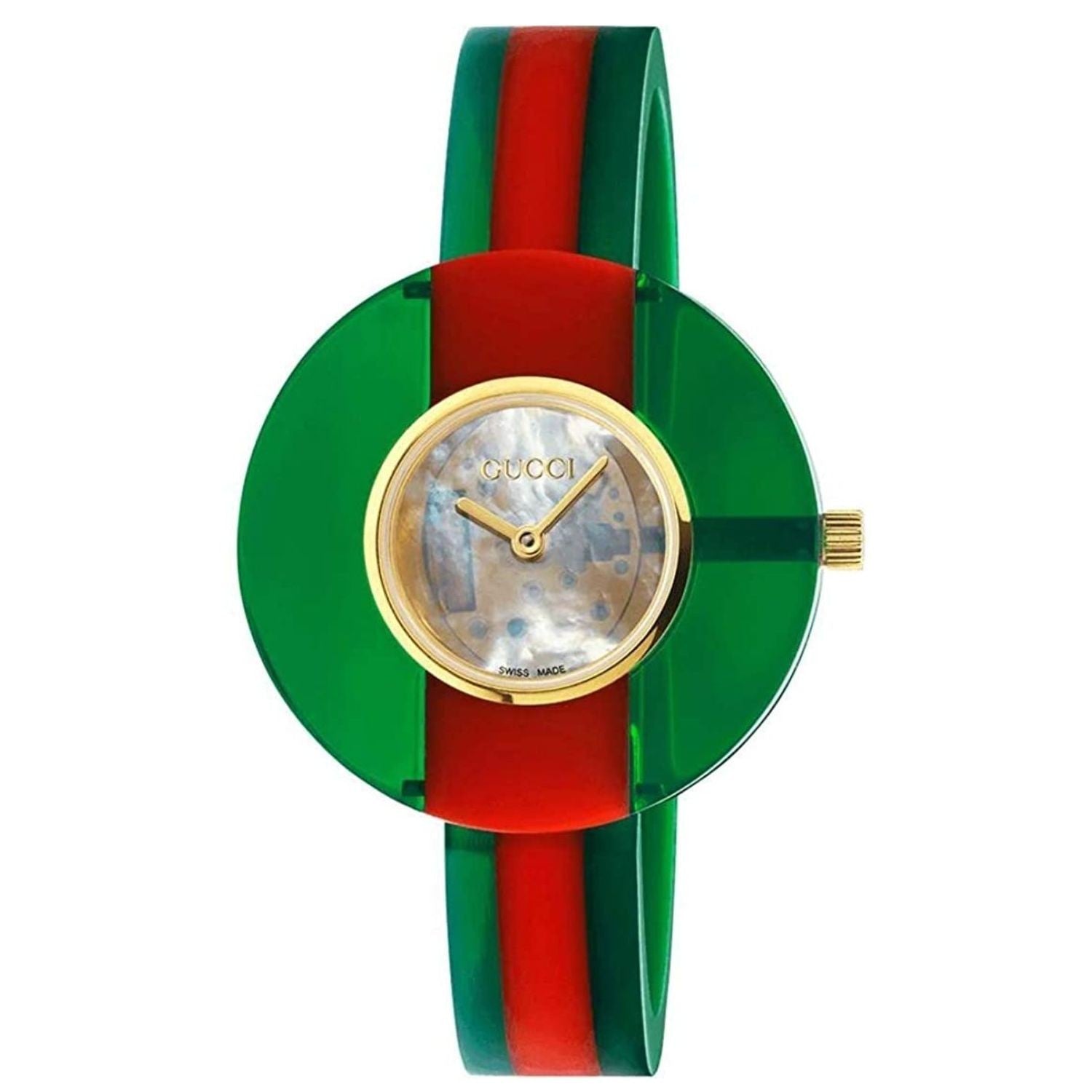 Gucci YA143403 Women's Vintage Web Transparent Cream Mother of Pearl Quartz