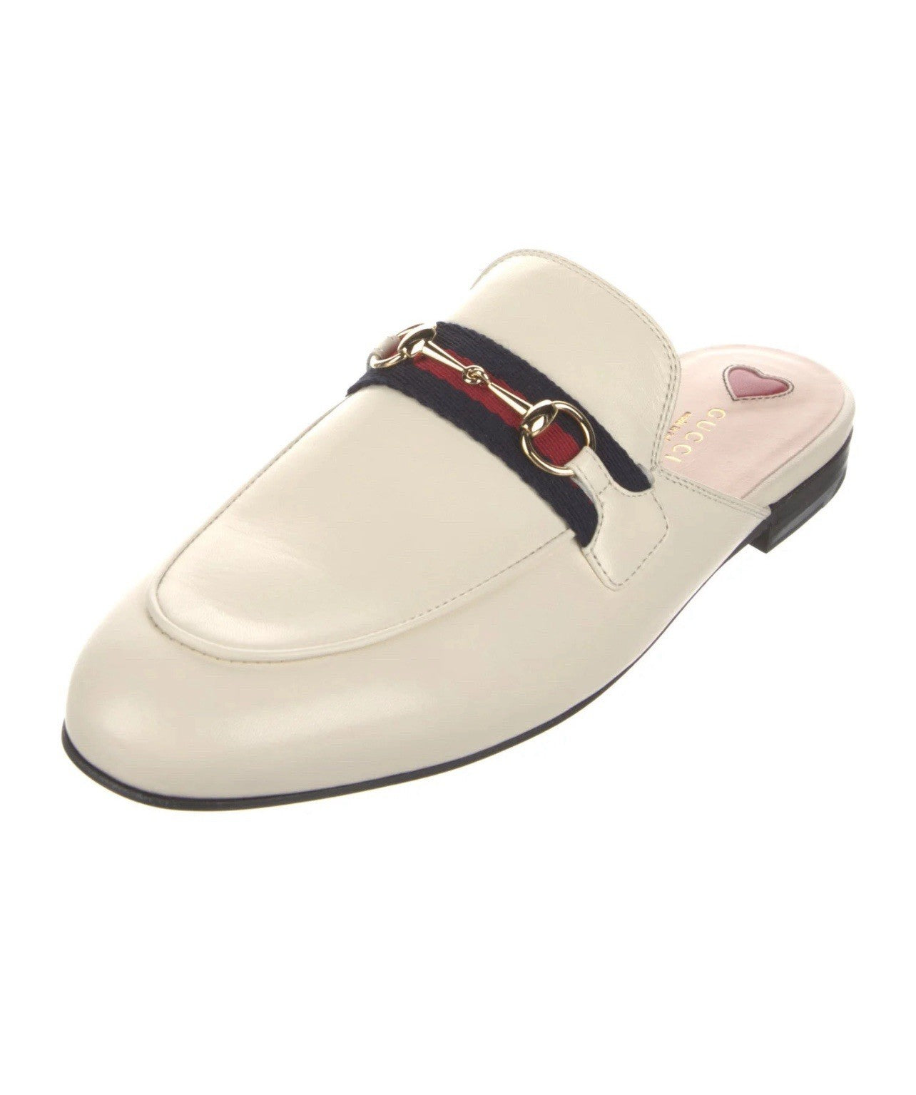 NEW Gucci Princetown Leather Slipper Women's White US 11.5 White Navy Mules