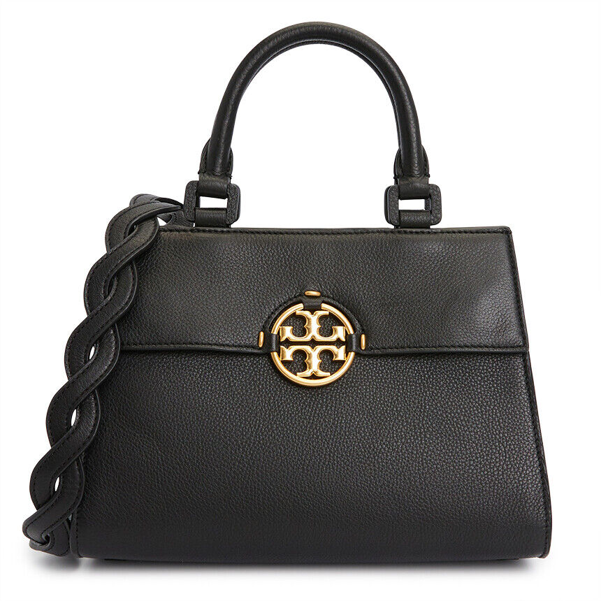 Tory Burch Miller Top Handle Satchel Leather Handbag Crossbody Bag Black eBay Item 176154262168