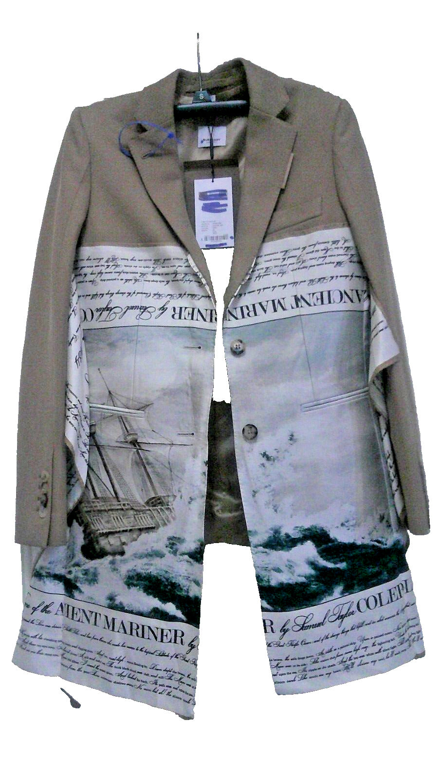 Burberry Mariner Print Scarf Detail Wool Blend Tailored Jacket NWT size 34 or 0