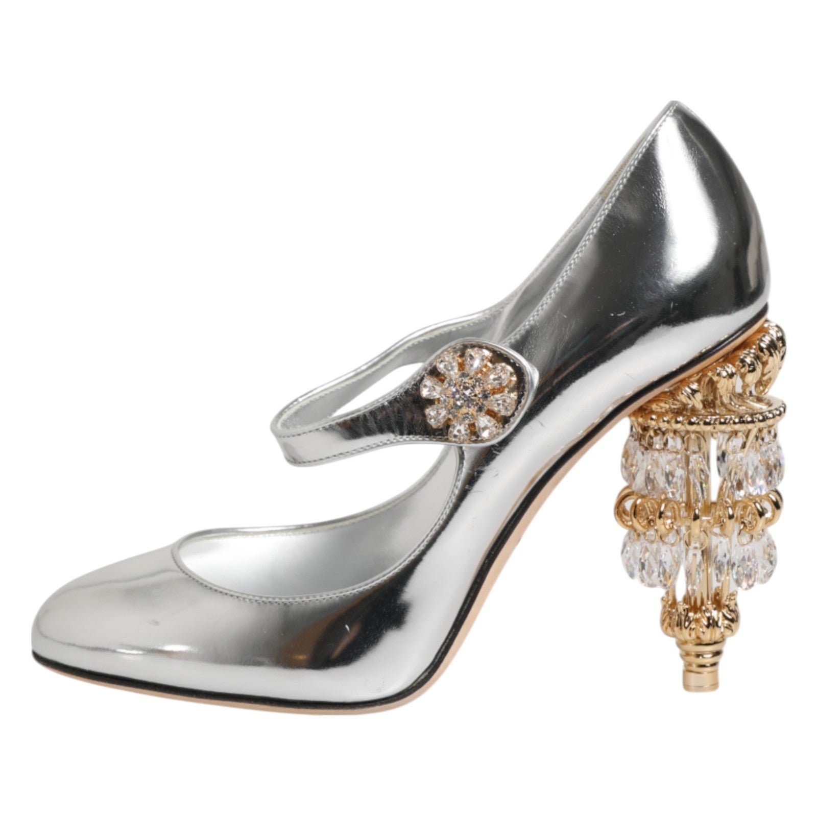 DOLCE & GABBANA Shoes Silver Chandelier Sculpted Heel Mary Jane Pump EU39 /US8.5