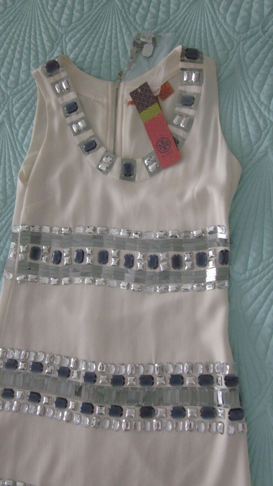 Tory Burch Barton Ivory Jewel Silk Lined Midi Maxi Dress Sz 4 Rt. $895 NWTs eBay Item 174289420541