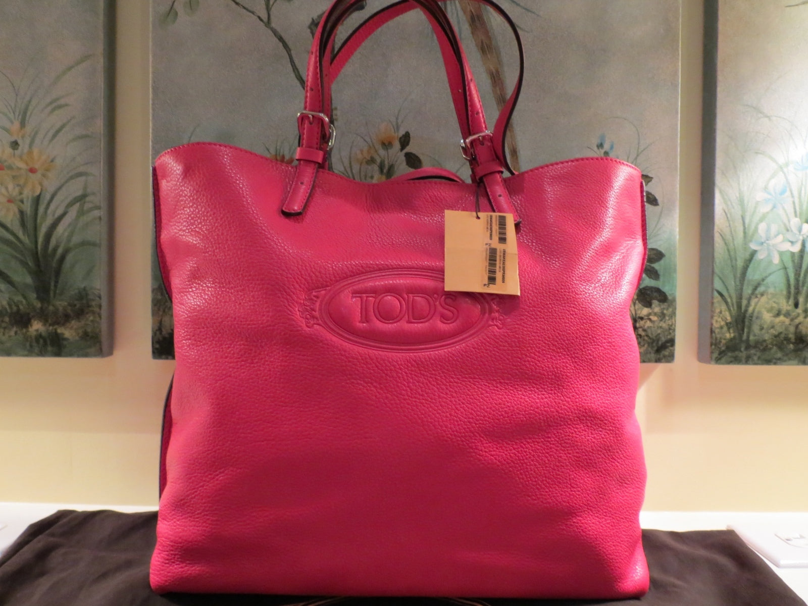 NWT AUTHENTIC Tod's EXTRA LARGE BRIGHT PINK LEATHER HANDBAG TOTE MSRP $1165.00