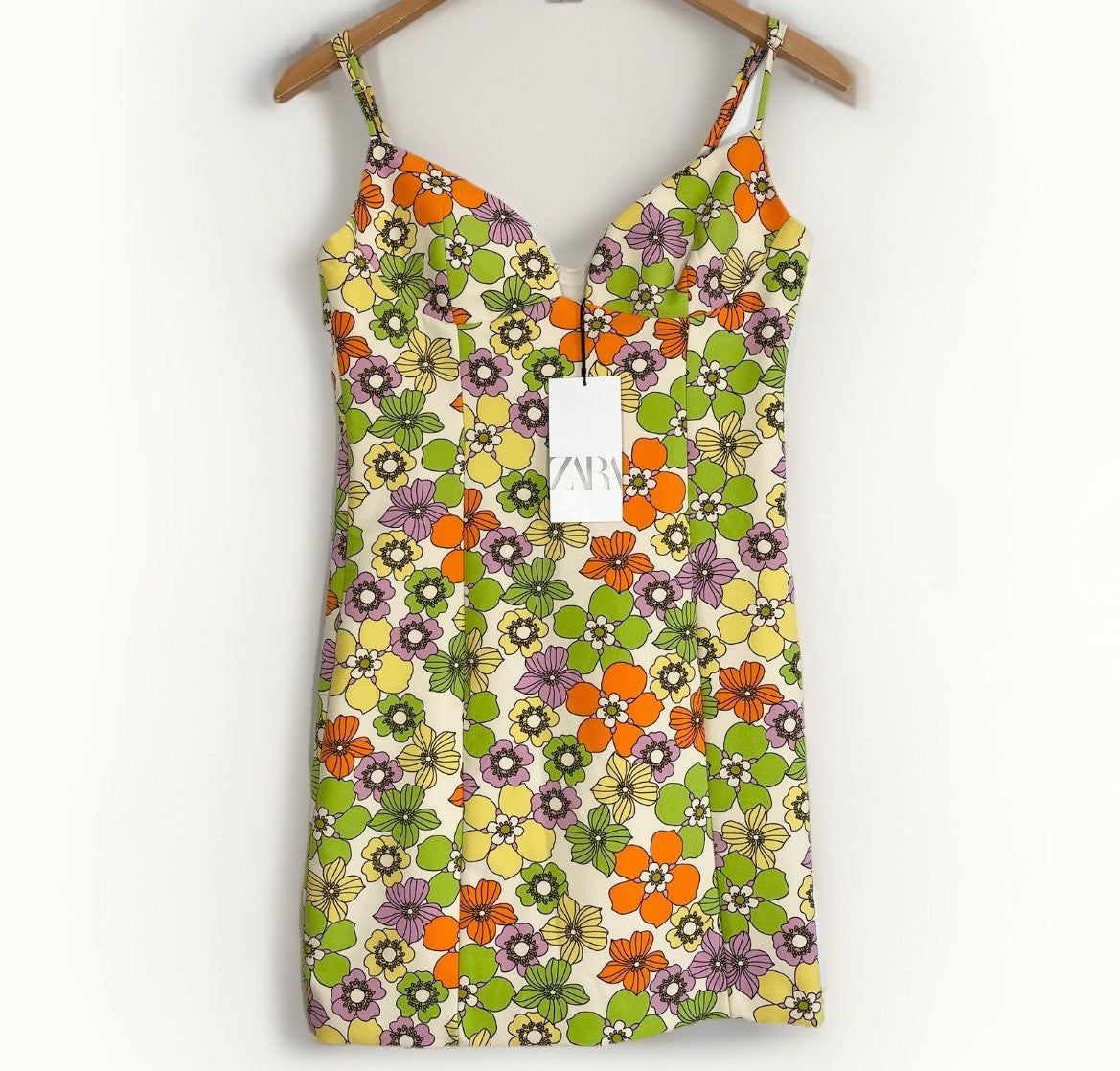 Zara Strappy Dress Retro Floral Print Lined Occasion BNWT Size M