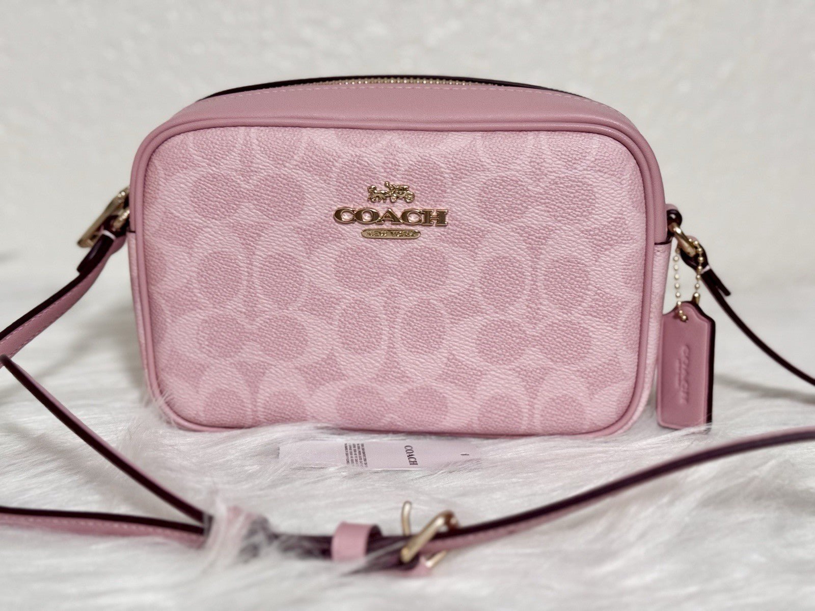 NWT Coach CY752 Mini Jamie Camera Bag In Signature Canvas Powder Pink