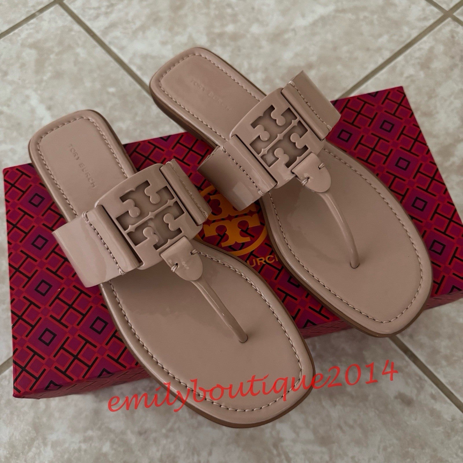 NIB Tory Burch Georgia Size 9 Goan Sand Soft Patent Sheep Leather Sandals $228 eBay Item 326740192443