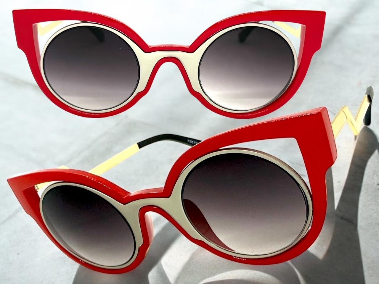Classic Funky Vintage Retro Cat Eye Party Club Raver SUNGLASSES Unique Red Frame