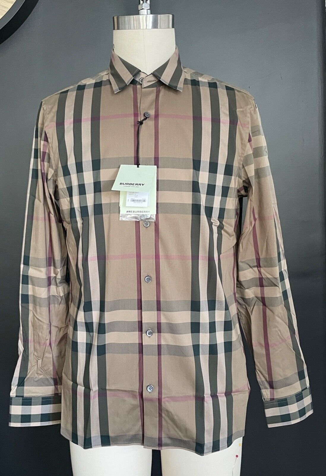 BURBERRY Nelson Long Sleeve Shirt Classic Tan/Black Check S,M,L,XL,XXL