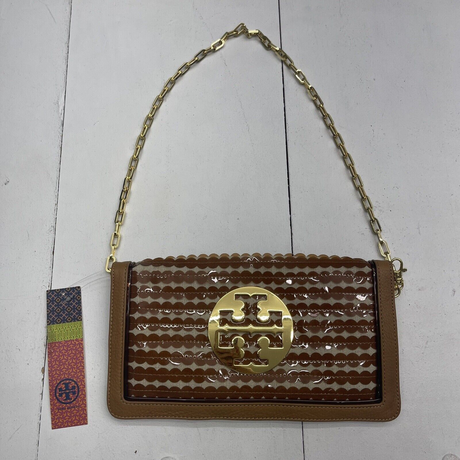 Tory Burch Brown Scalloped Reva Clutch Purse 20085825 New eBay Item 185930064900
