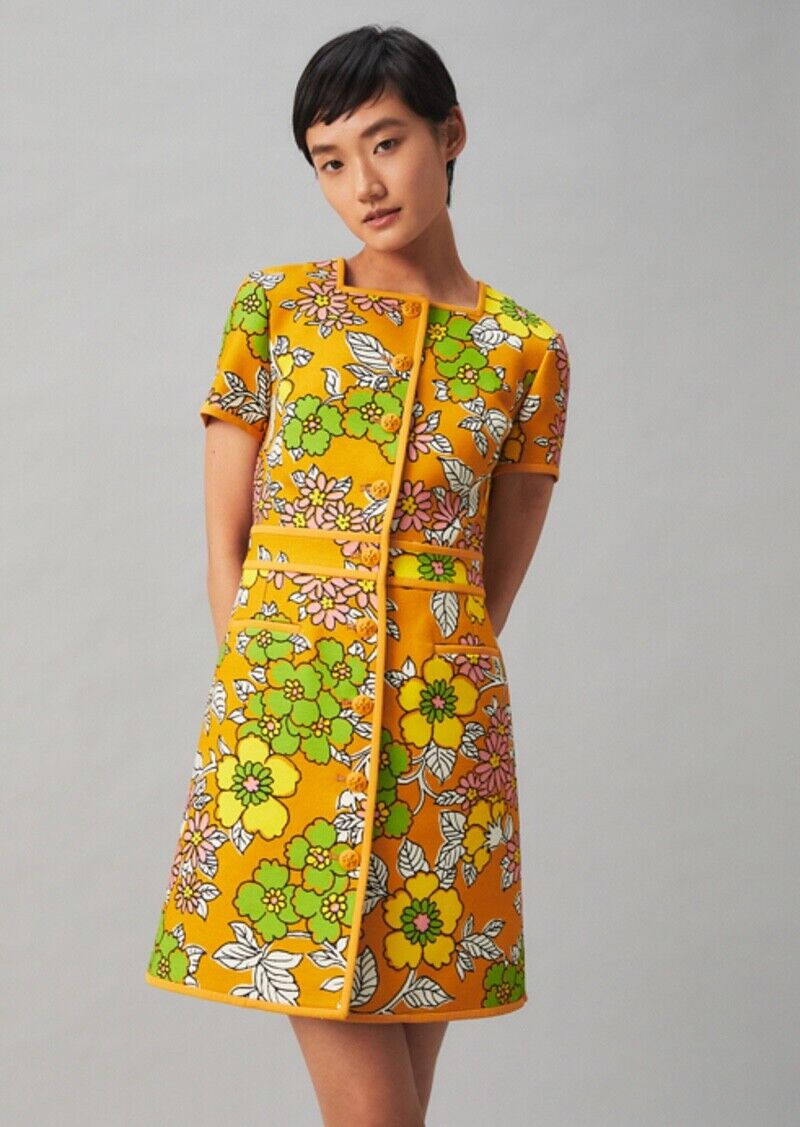 $498 Tory Burch sz 14 Nadia Retro Floral Print Button Up Shift Dress NEW A-Line eBay Item 297539252901