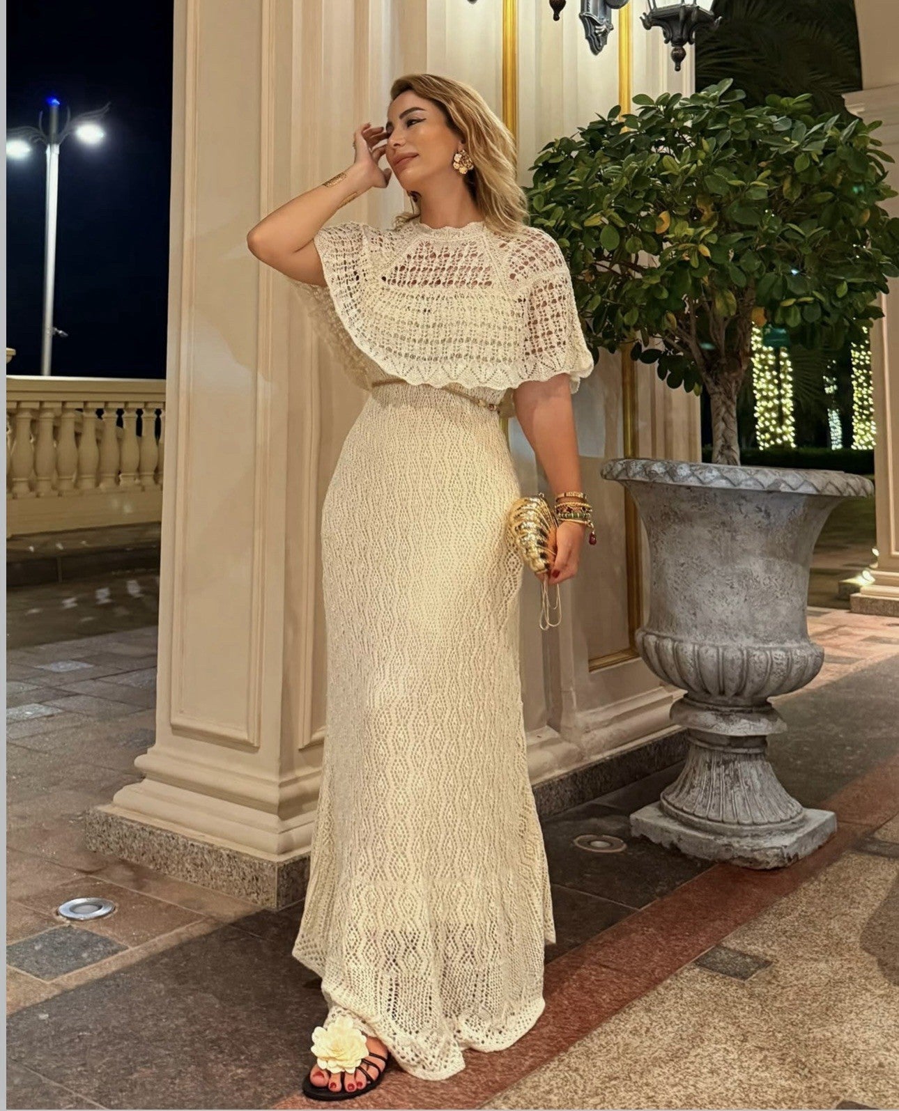 ZARA NWT WOMAN SS25 POINTELLE KNIT LONG DRESS ECRU 6236/712 ALL SIZES