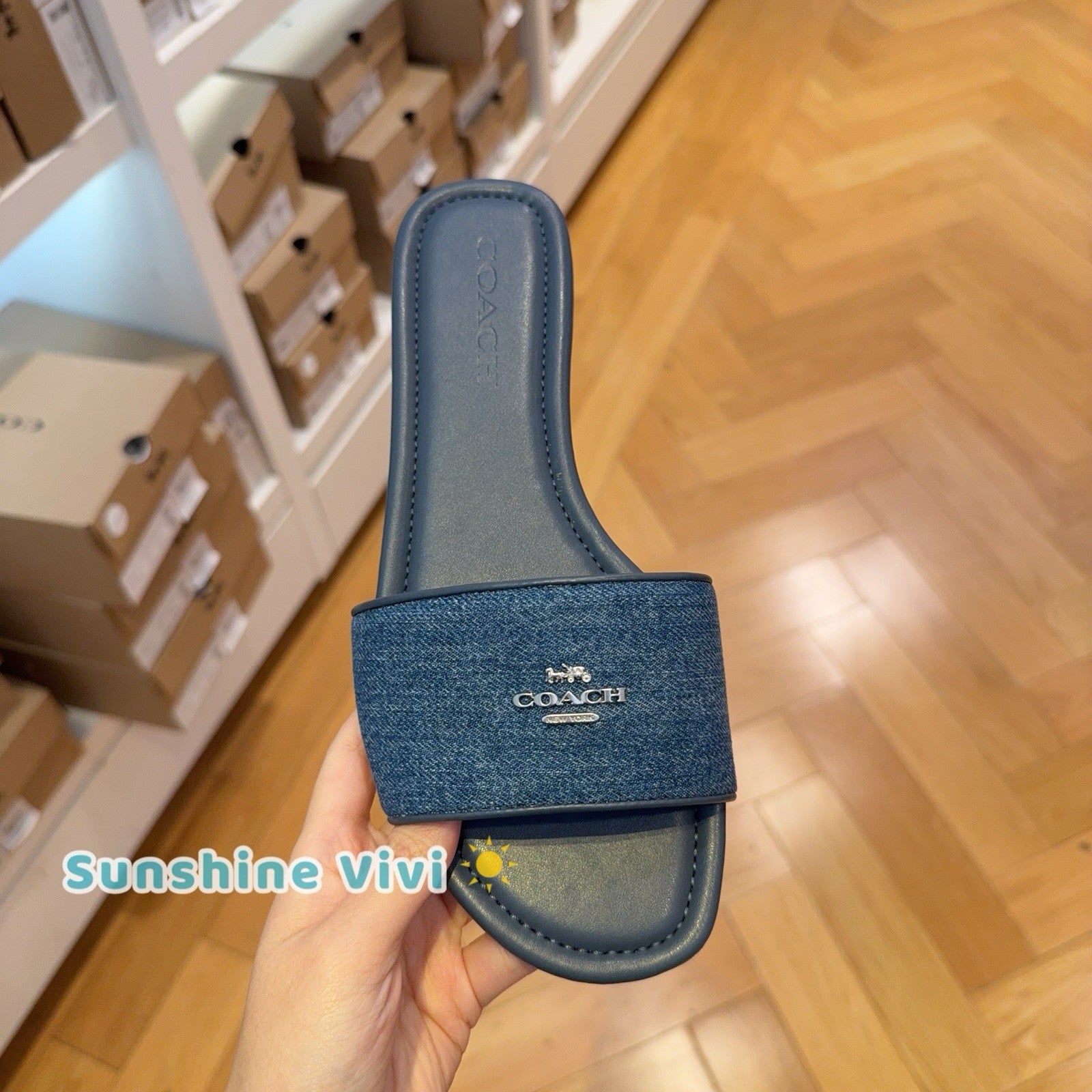 NEW COACH Women's Slide Sandal Denim CAQ70 Choose size