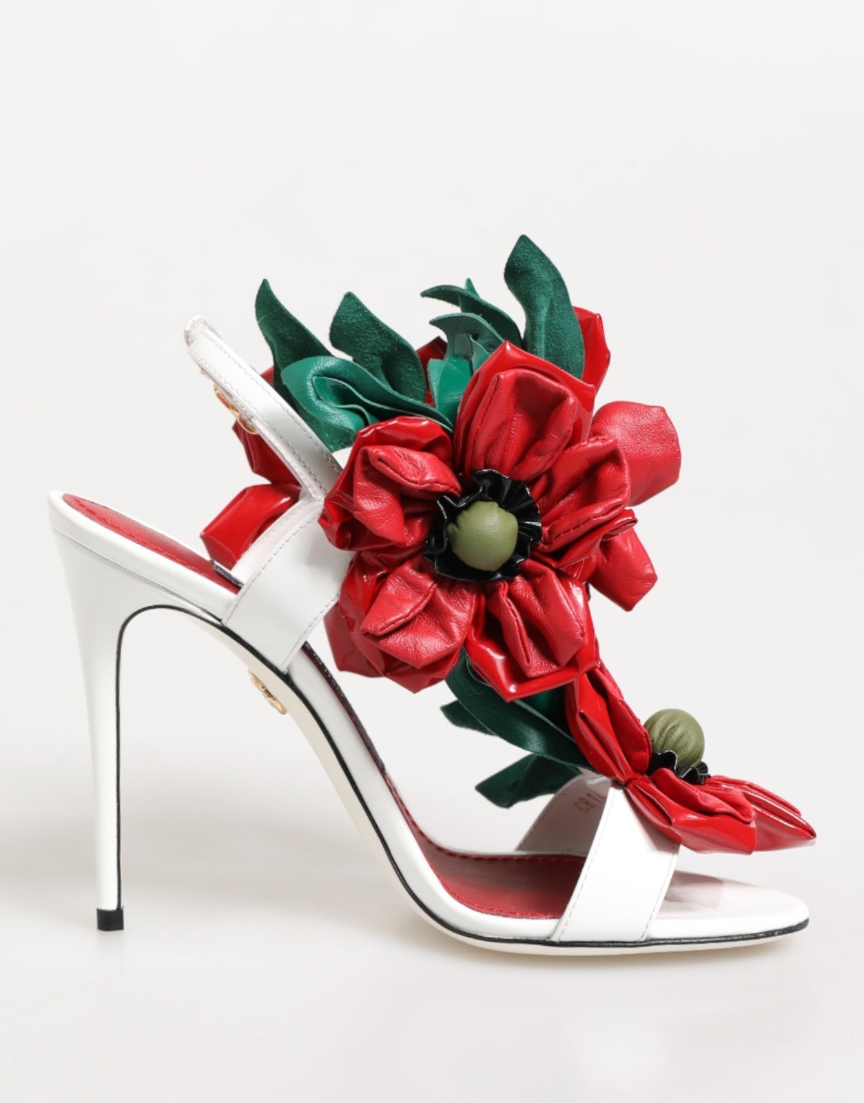 DOLCE & GABBANA Shoes White Red Floral Detailing Sandals EU39 / US8.5 2930usd