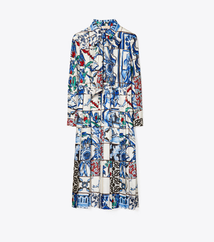 NEW, Tory Burch Silk Bow Dress in Tile Mosaic Size 12 #MD213 eBay Item 205401050919