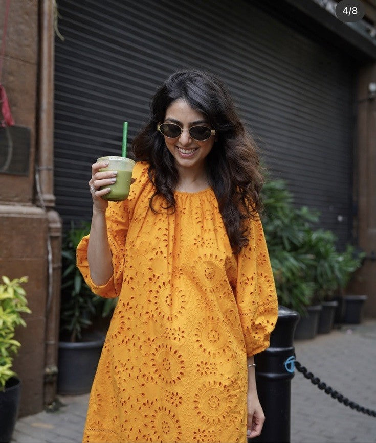 ZARA NWT $99 WOMAN SS25 ZW COLLECTION EMBROIDERED SHORT DRESS TANGERINE 2731/110