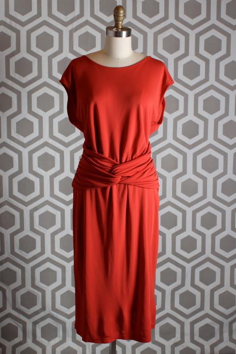 NWT Burberry London Jersey Dress Twist Belt US 10 $895 Cadmium Red